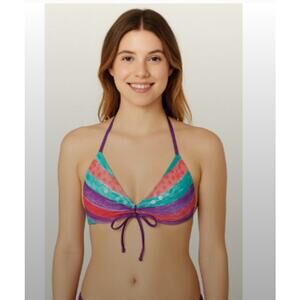 Arizona Bikini Top Colorblock Sequin Y2K Festival M